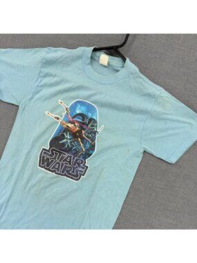 Vtg Ched Star Wars T-Shirt Mens M Darth Vader X-Wing Movie Tee 70s 1977